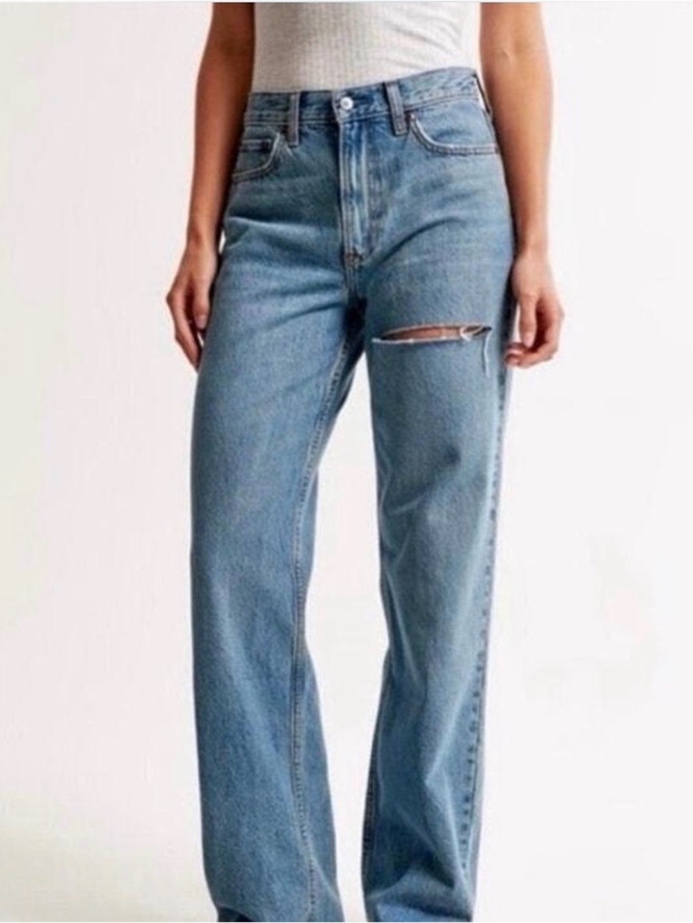 Abercrombie & Fitch Light Blue Straight Leg Jeans Extra long